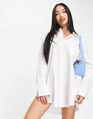 Hollister oversized shirt dress in white