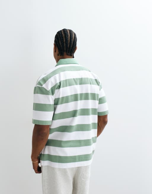 Hollister oversized short sleeve polo in green and white  display picture 1