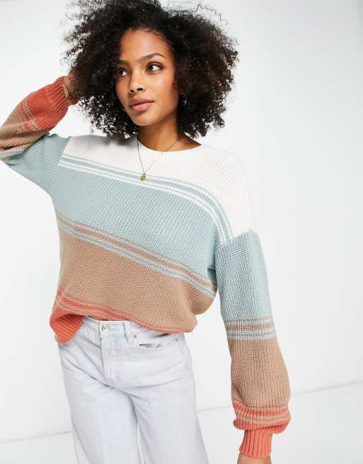 Hollister oversized sweater in multi stripe | ASOS