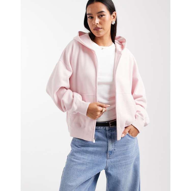 Hollister oversized zip up hoodie in baby pink | ASOS
