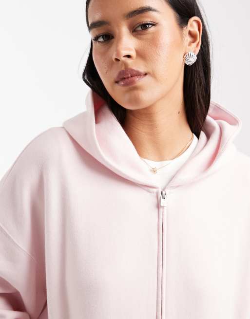 Hollister oversized zip up hoodie in baby pink, 3 of 4