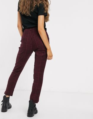 hollister red plaid pants