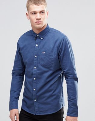 Hollister Oxford Shirt In Slim Fit Navy 