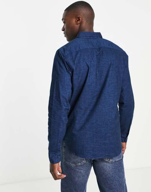 Hollister oxford slim fit shirt in navy with small logo ASOS