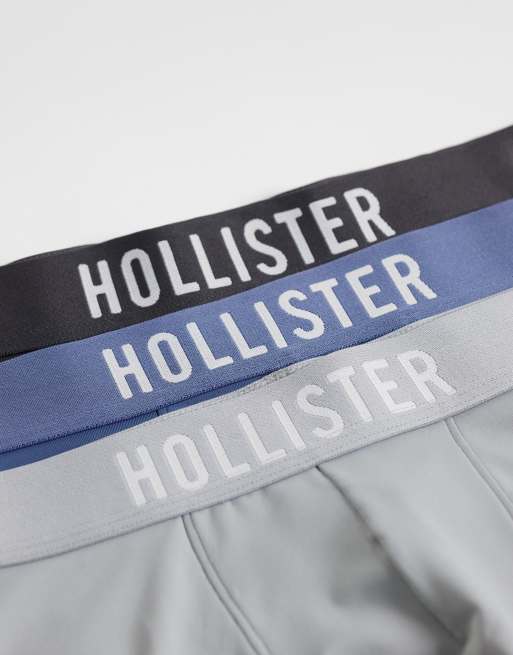 Hollister - pack de 3 bóxers con abertura frontal en gris/azul/negro, 2 de 3