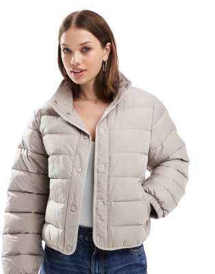 Hollister packable quilted jacket in grey