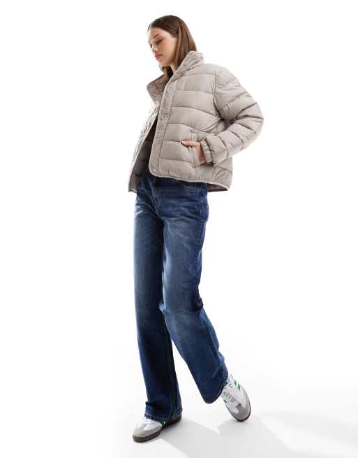 Hollister packable quilted jacket in grey ASOS
