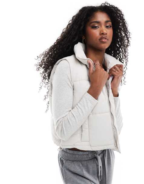 Hollister padded cropped vest in grey - view 1