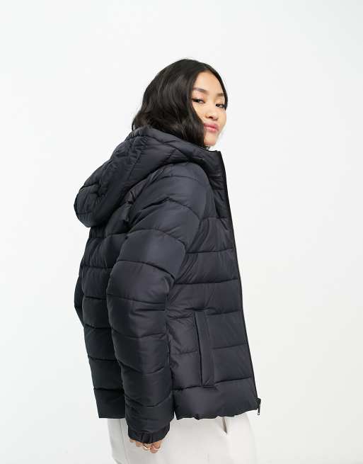 Hollister padded hooded jacket in black ASOS