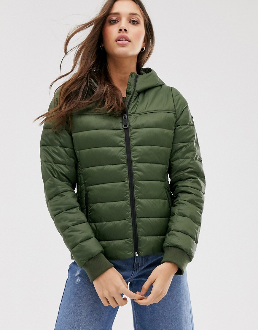 Hollister padded jacket in olive-Green