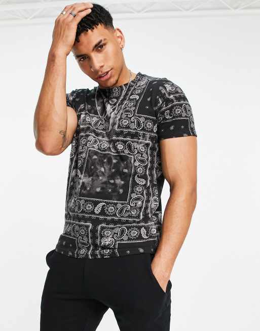 Hollister paisley bandana print t-shirt in black