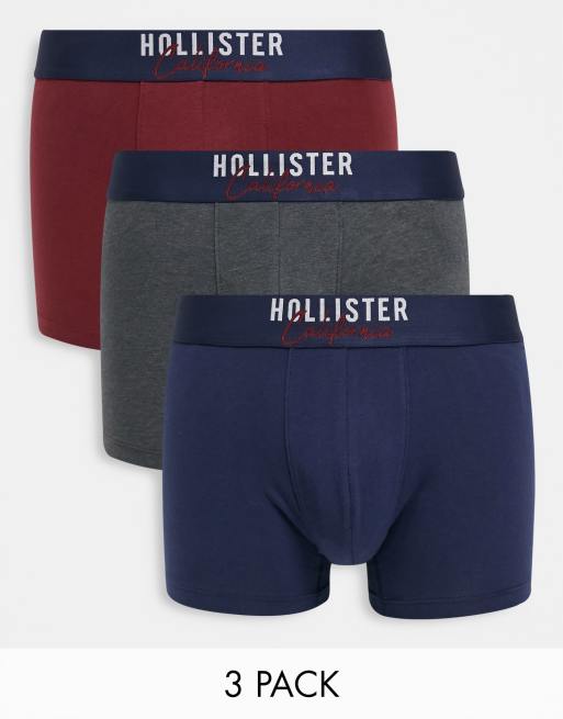 Hollister - Pakke med 3 par sorte boksershorts med logobånd i taljen