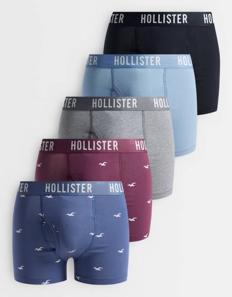 Hollister pakke med 5 boxershorts med logotaljebånd i print og ensfarvet - view 1