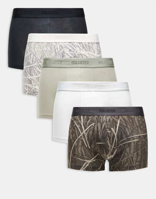 Hollister - Pakke med 5 multifarvede boksershorts med logo og tonede taljebånd