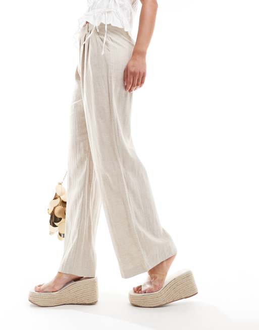 Hollister - Pantalon ample en lin mélangé - Beige, 3 de 5