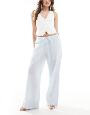 Hollister - Pantalon baggy à enfiler avec taille basse et rayures - Bleu