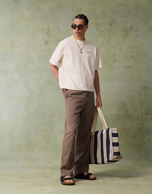 Hollister - Pantalon baggy en lin - Taupe