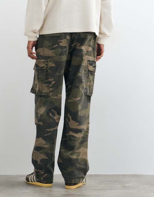 Hollister pantalon cargo coupe ample en camouflage vert foncé, 5 de 5