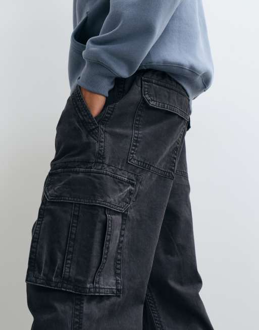 Hollister pantalon cargo coupe baggy en charbon, 4 de 5
