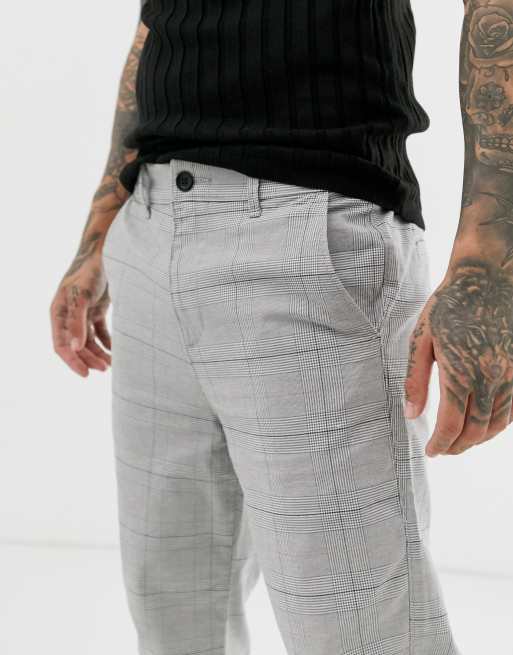 Hollister Pantalon chino ajust fusel carreaux Gris