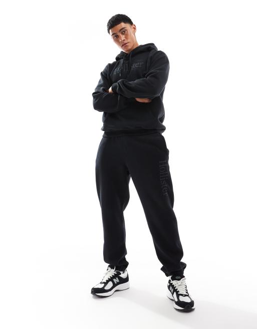 Hollister Pantalon de jogging ample d ensemble avec logo style universitaire Noir