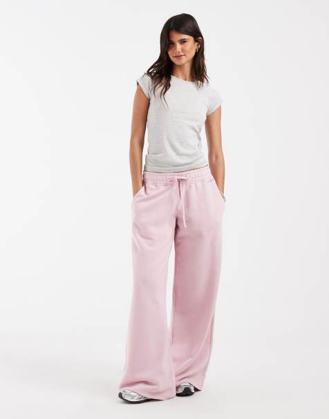 Hollister pantalon de jogging taille basse à jambe large rose bébé - view 1