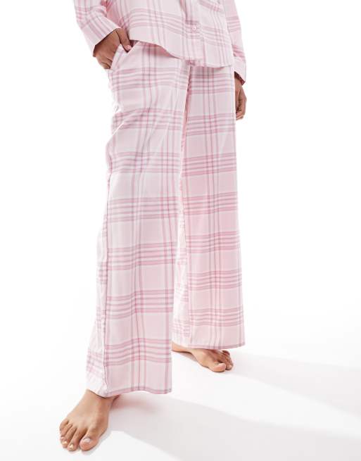 Hollister - Pantalon de pyjama d'ensemble en flanelle avec logo à la taille - Rose multicolore, 2 de 4