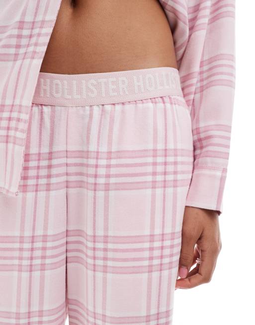 Hollister Pantalon de pyjama d'ensemble en flanelle avec logo à