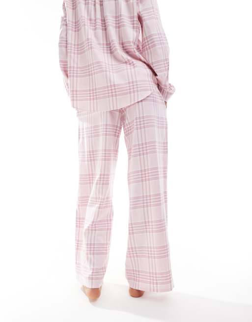 Hollister Pantalon de pyjama d ensemble en flanelle avec logo a la taille Rose multicolore