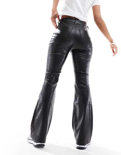 Hollister Pantalon evase en similicuir Noir ASOS