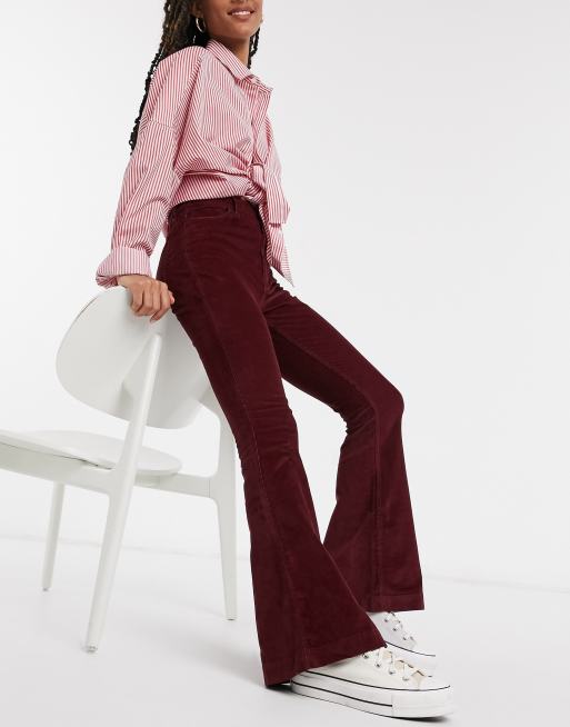 Pantalon velours bordeaux femme deals