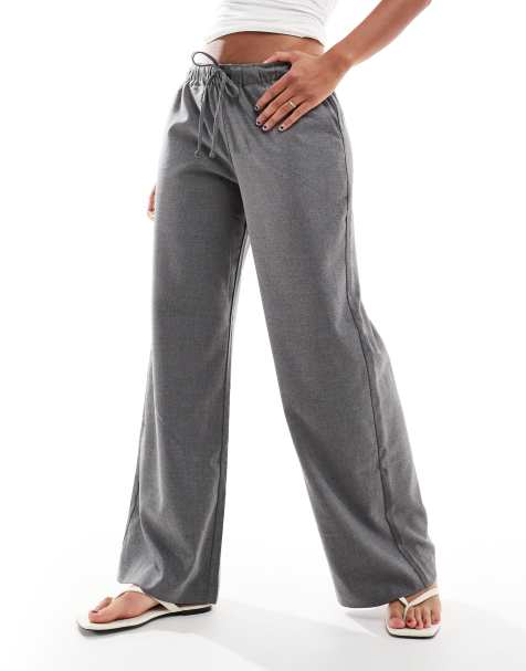 Hollister - Pantalon met elastische lage taille in grijs - view 1
