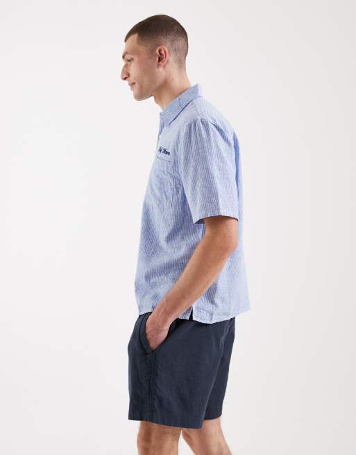 Hollister - Pantaloncini blu navy in misto lino e cotone, 2 di 5