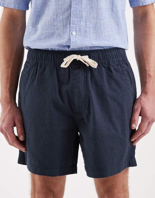Hollister - Pantaloncini blu navy in misto lino e cotone, 4 di 5