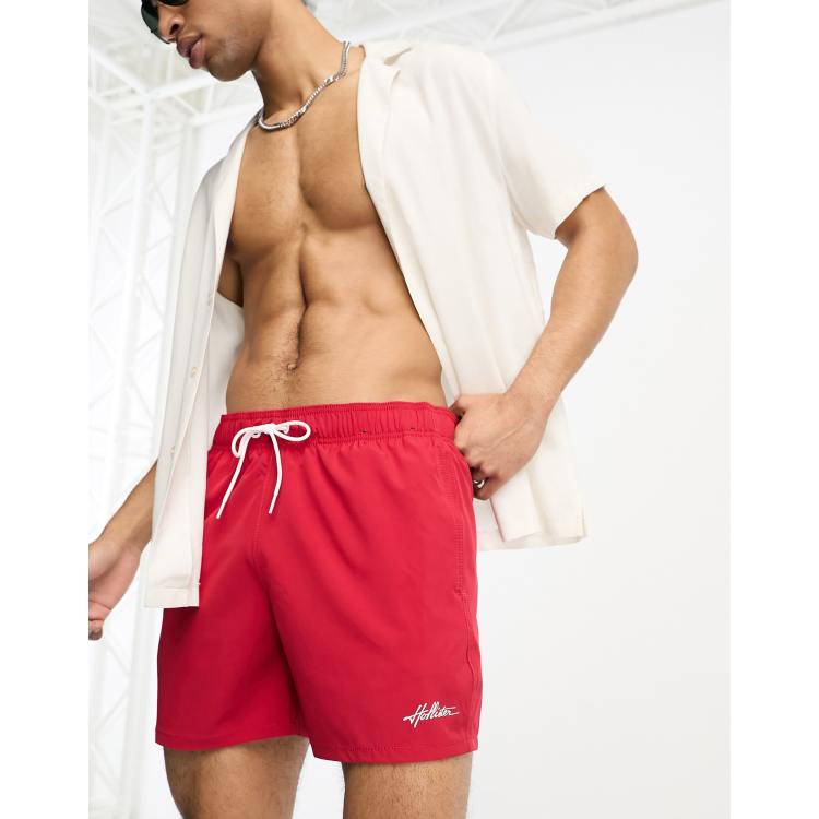 Hollister Pantaloncini da bagno da 5 rossi con logo ASOS