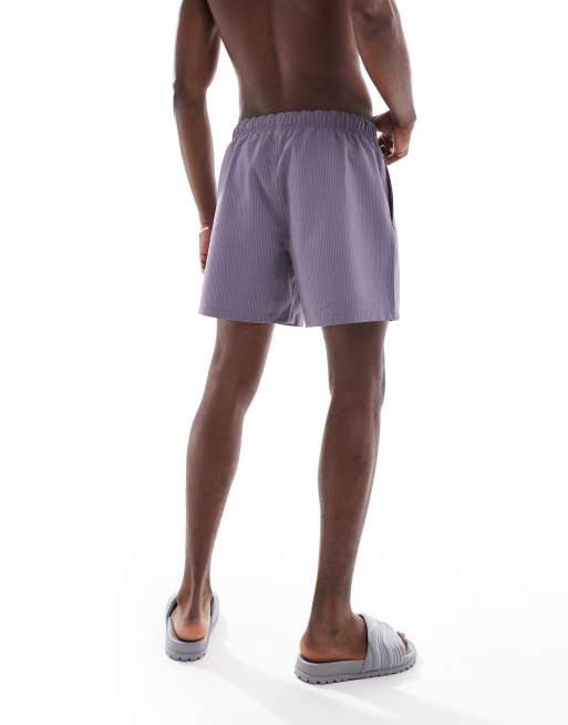 Hollister - Pantaloncini da bagno viola in seersucker da 6", 3 di 4