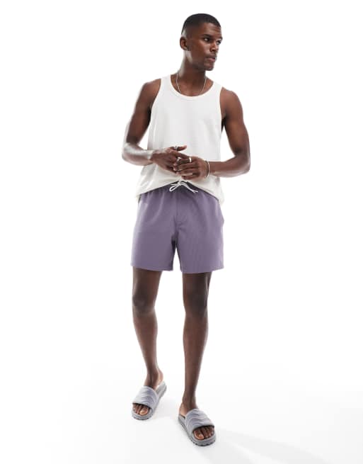 Hollister - Pantaloncini da bagno viola in seersucker da 6", 4 di 4