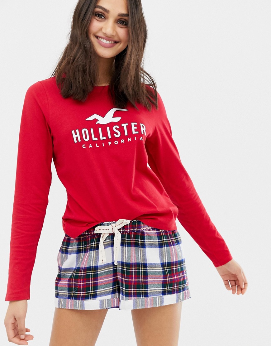 Hollister - Pantaloncini del pigiama scozzesi-Bianco
