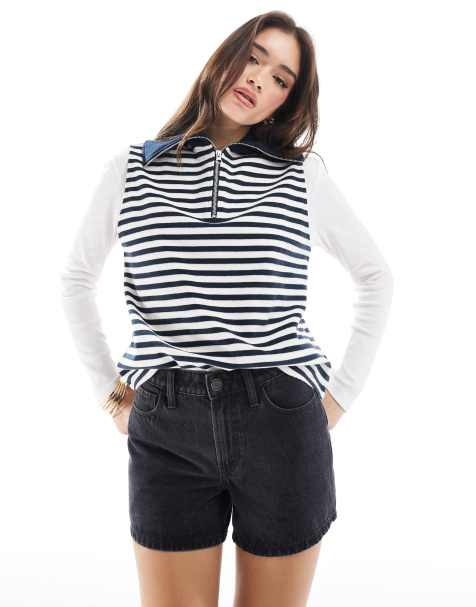 Hollister - Pantaloncini di jeans a vita alta taglio comodo color nero slavato - view 1