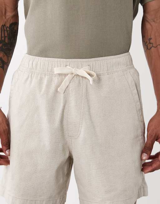 Hollister - Pantaloncini in misto lino e cotone beige, 5 di 5