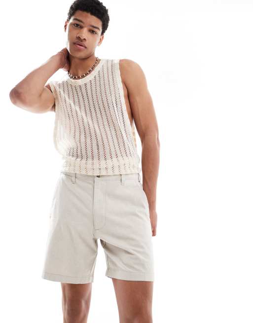 Hollister - Pantaloncini sopra il ginocchio in lino beige