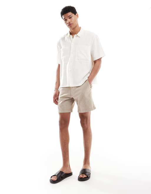 Hollister - Pantaloncini sopra il ginocchio in lino color biscotto