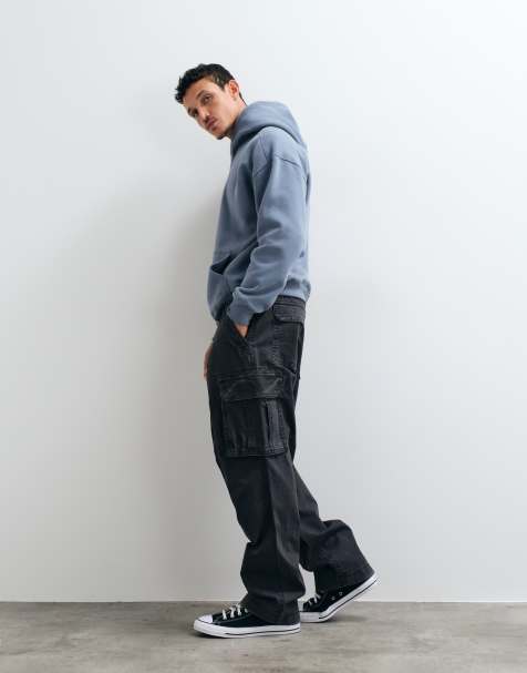 Hollister - pantalones cargo holgados en gris carbón - view 1
