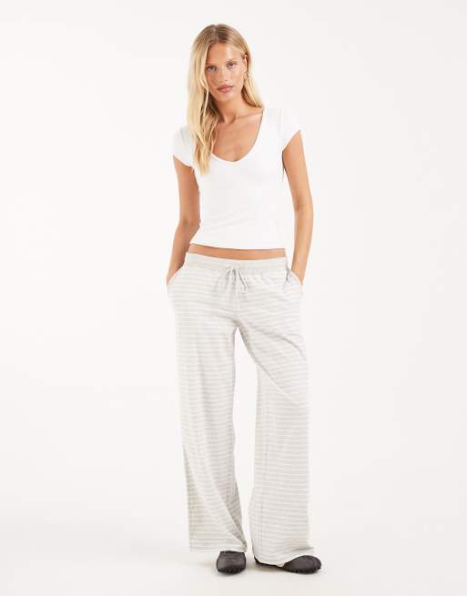 Hollister pantalones de pernera ancha cómodos a rayas grises, 1 de 5