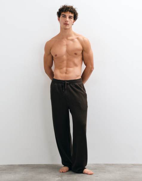 Hollister pantalones de pijama holgados de tejido waffle en caqui - view 1