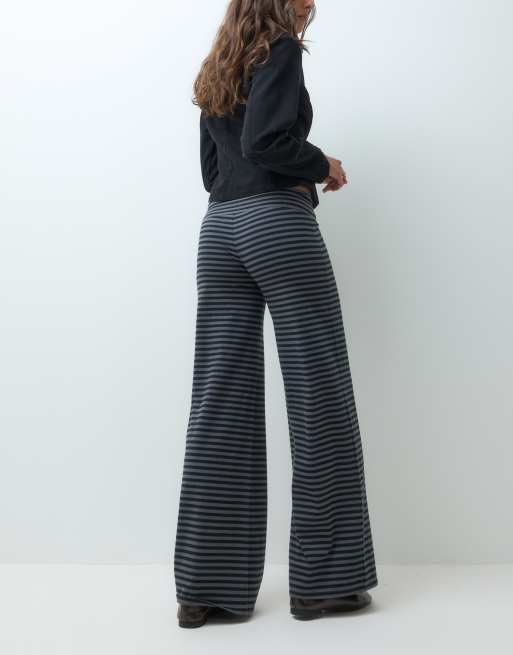 Hollister pantaloni a gamba larga comodi a righe nere, 3 di 5