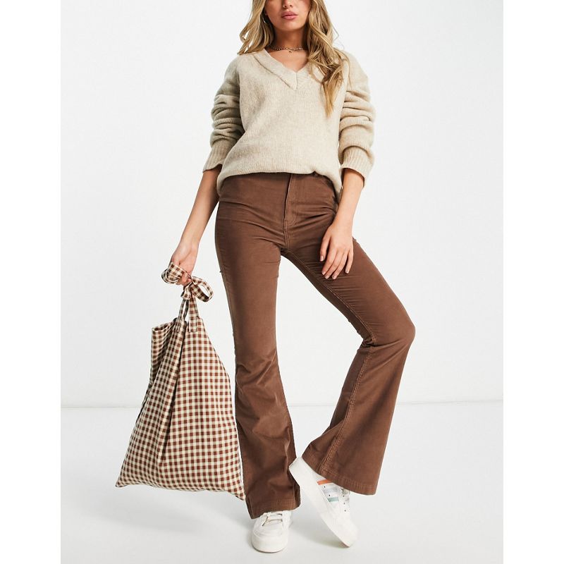 Donna Pantaloni a zampa Hollister - Pantaloni a zampa in velluto a coste color cuoio