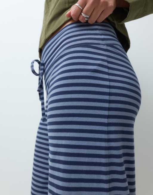 Hollister pantaloni ampi a gamba larga a righe navy, 3 di 5