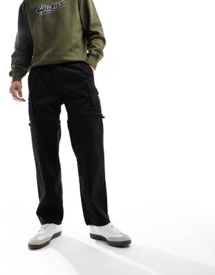 Hollister - Pantaloni cargo neri in ripstop con zip