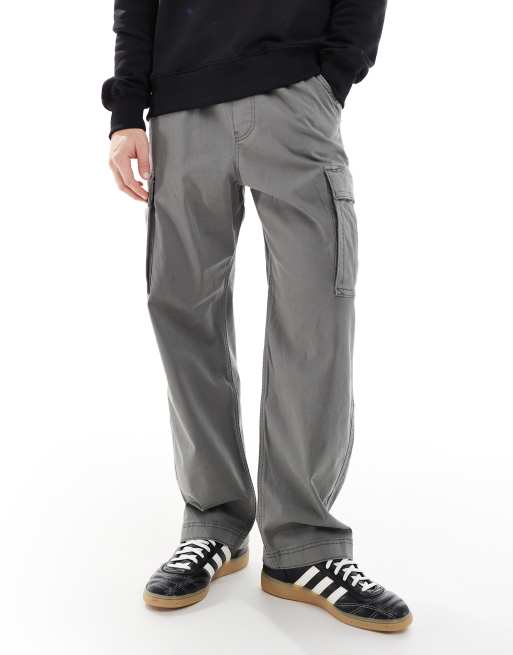 Hollister - Pantaloni cargo super ampi grigi, 3 di 5
